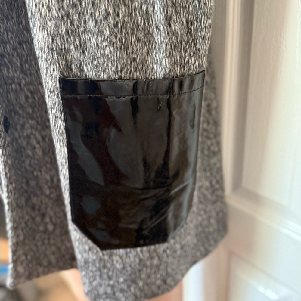 English Rose Studded Moto Gray Black Faux Leather Coat M/L Edgy - Picture 3 of 9